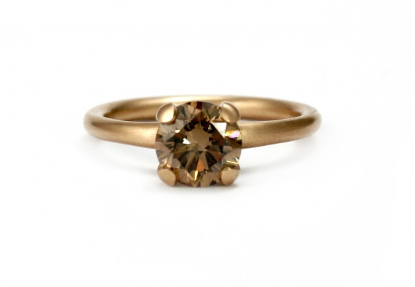 rose gold and cognac diamond ring - top