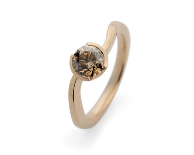 ‘S-Curve’ rose gold engagement ring with cognac diamond