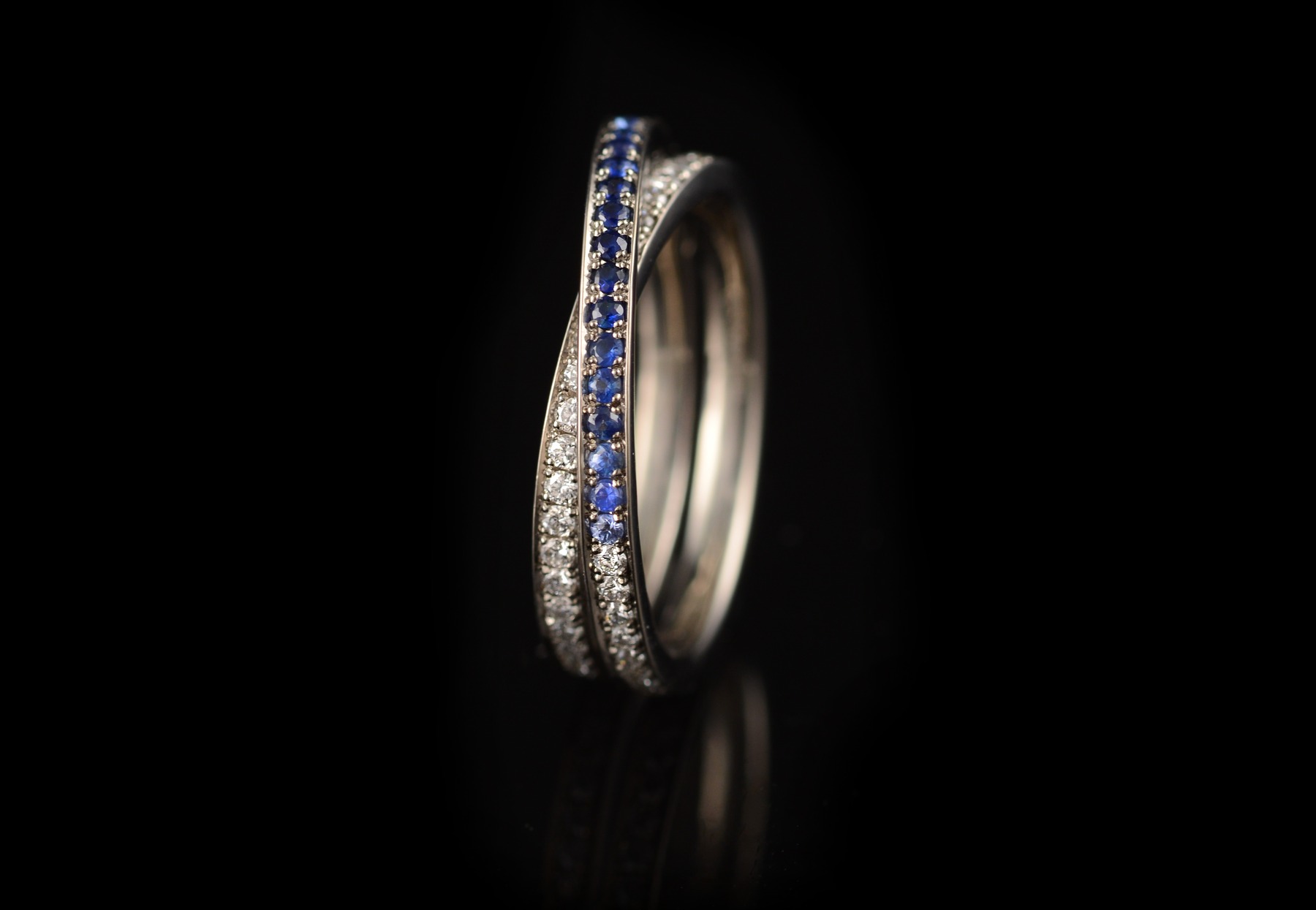 Sapphire and diamond colourfade 'Wrapover' ring