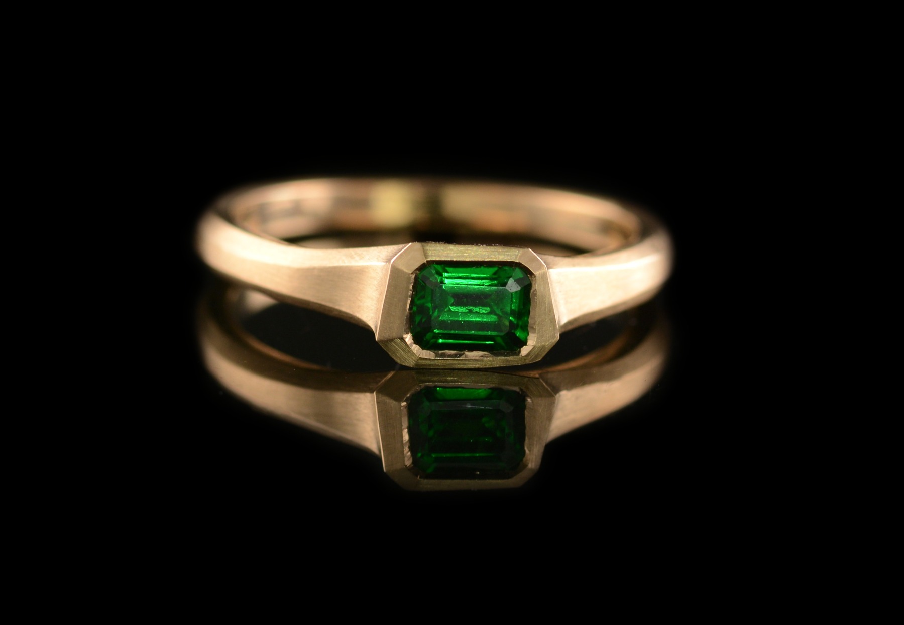 Tsavorite green garnet carved ring commission