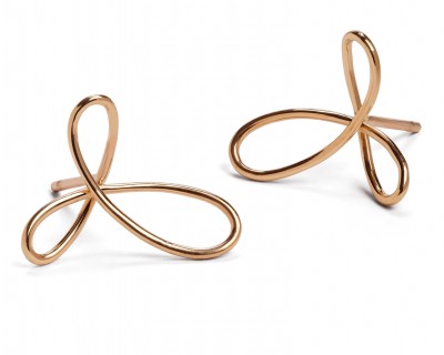 Round curved wire earrings trinity knot rose gold
